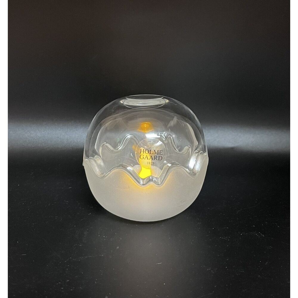 Vtg Holmegaard 1825 Glass Ball Trinket Dish Denmark Clear Frosted Art Glass - Picture 3 of 3